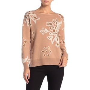 Magaschoni Womens Snowflake Knit Cashmere Pullover Sweater Size Small